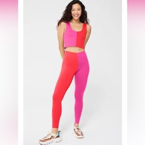 TEREZ TWO TONE TLC LEGGINGS IN SUPER HOT RED AND TEREZ PINK ❤️💖